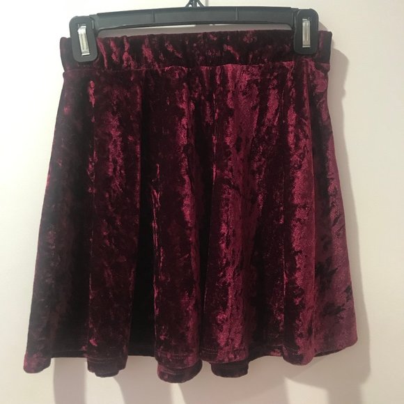 Maroon Velvet Circle Skirt - Picture 1 of 4
